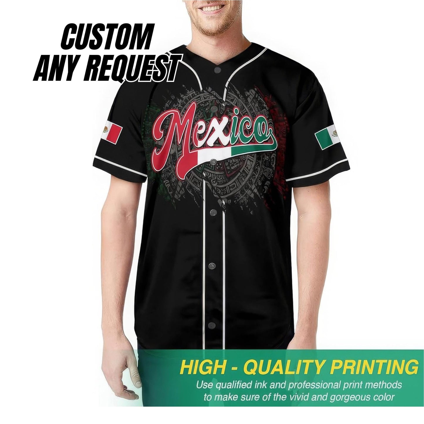 Personalized Baseball Jersey Mexico,Custom Team Name Number Mexican Jersey Shirt for Men Women Youth Kid Game Day Outfit For Mexico Fans B2