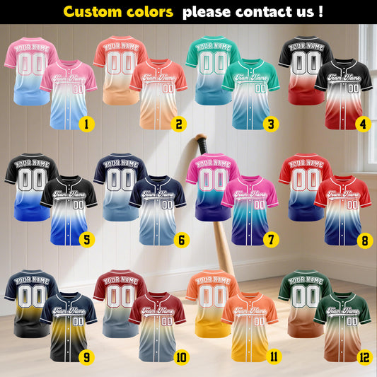 Custom baseball jersey number logo custom gradient jerseys family team baseball uniform personalized baseball shirt youth kid jersey gift