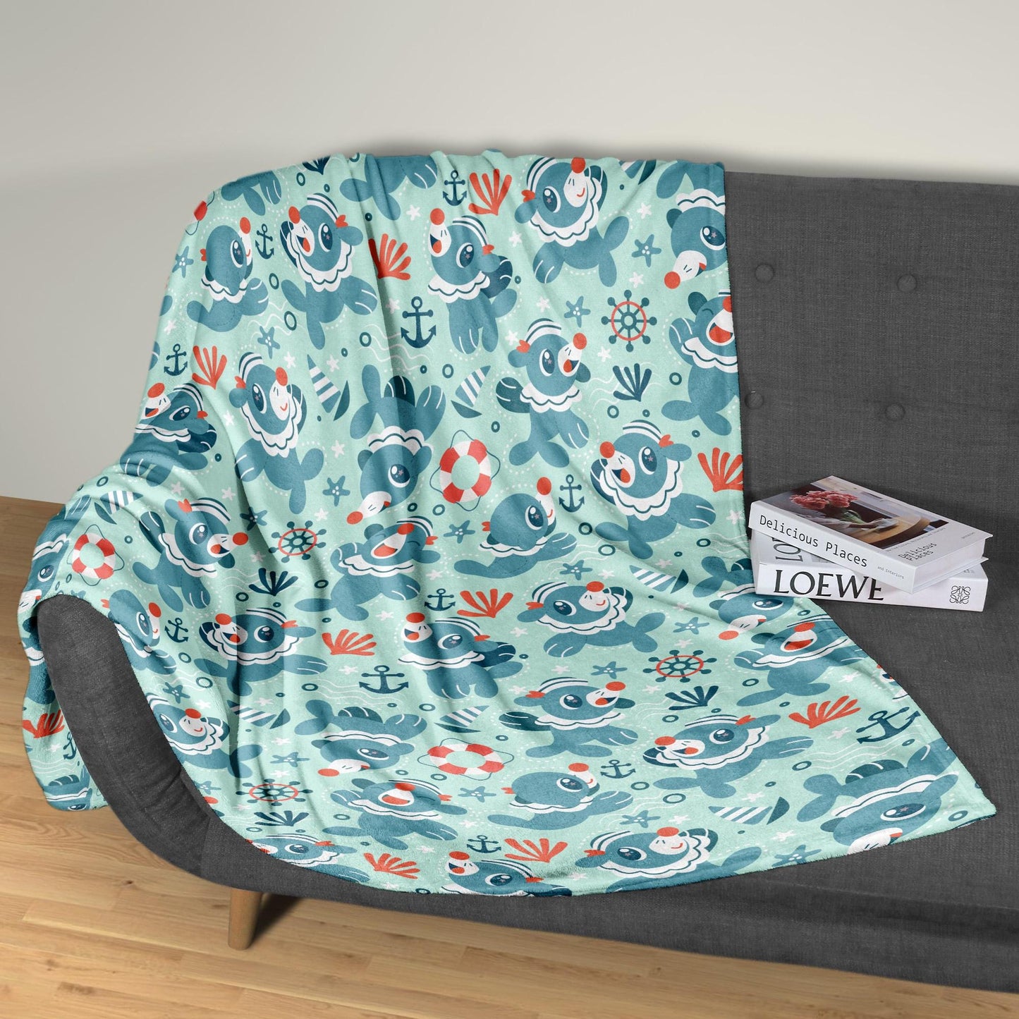 Popplio Fleece Blanket Home Decor Throw Blanket Bedroom Decor Baby Blanket Cute Cotton Blanket Popplio Blanket Gifts