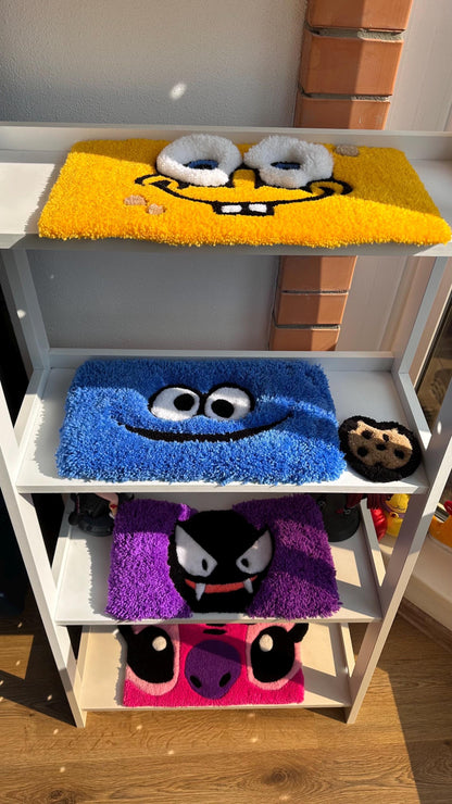 Pink Keyboard Rug – Handmade Tufted Coaster Mat, Cute Desk Decor, Fluffy Anime Carpet, Funny Kawaii Gift for Gamers or Work Setup