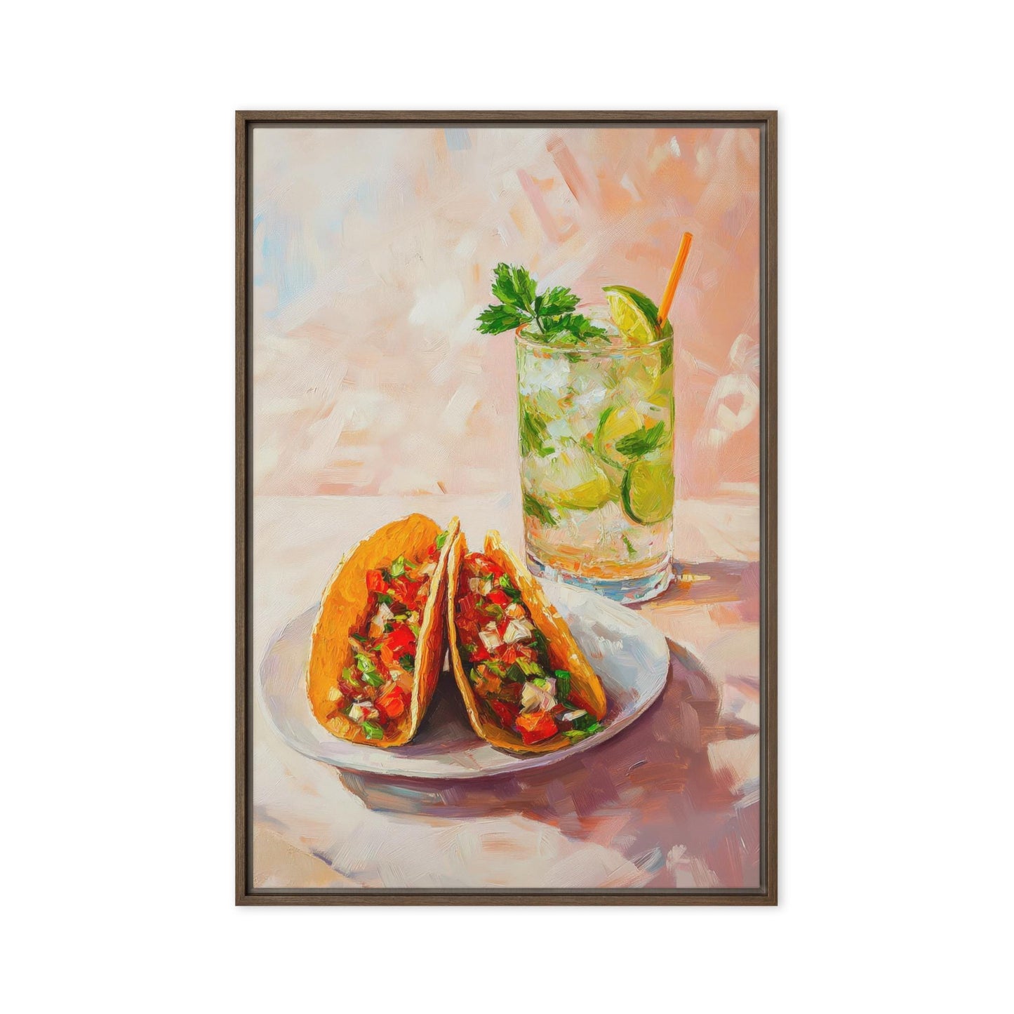 Fish Tacos and Mojito Art Print: Retro Bar Cart Decor