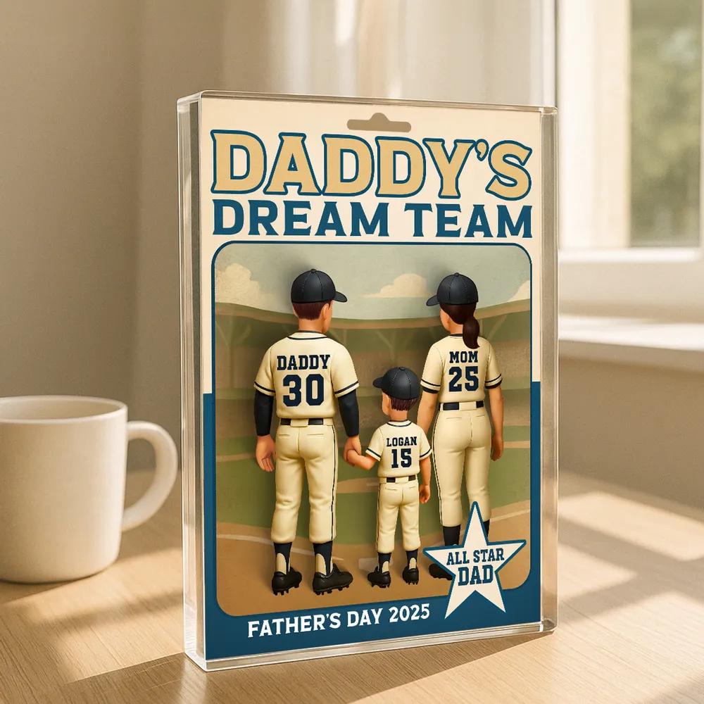 Custom Baseball Dad Acrylic Plaque, Trading Card Style Gift for No.1 Dad. A Fun & Sporty Father’s Day Keepsake from the Dream Team