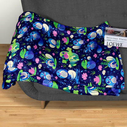 Poliwag Fleece Blanket Home Decor Throw Blanket Bedroom Decor Baby Blanket Cute Politoed Blanket Poliwag Blanket Gifts