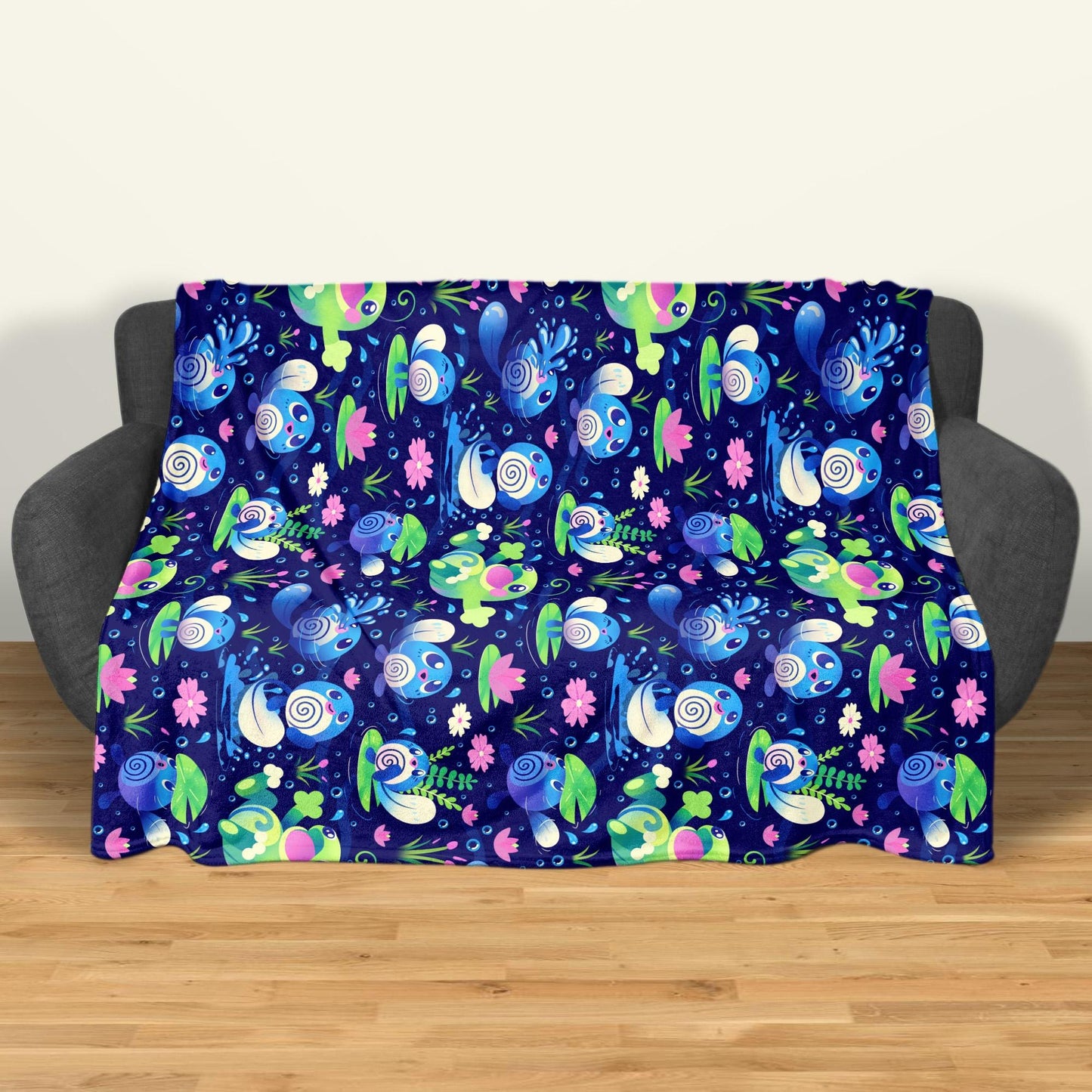 Poliwag Fleece Blanket Home Decor Throw Blanket Bedroom Decor Baby Blanket Cute Politoed Blanket Poliwag Blanket Gifts