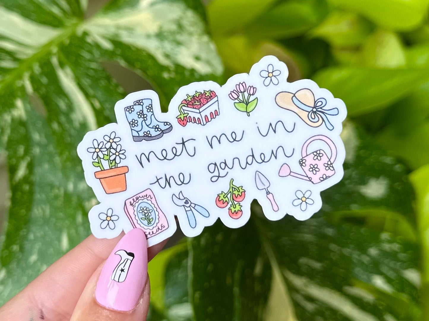 Meet Me In The Garden Waterproof Sticker, Mental Health Stickers, Handdrawn Art, Bestfriend Gifts, Positivity, Anxiety