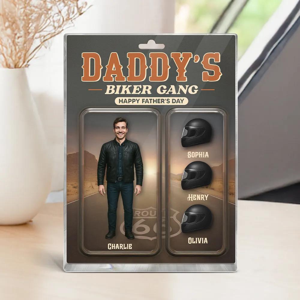 Daddy’s Biker Gang Acrylic Block, Custom Photo Gift for Motorcycle Loving Dads, A Cool & Unique Father’s Day Gift for Dad or Husband