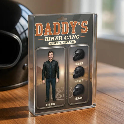 Daddy’s Biker Gang Acrylic Block, Custom Photo Gift for Motorcycle Loving Dads, A Cool & Unique Father’s Day Gift for Dad or Husband