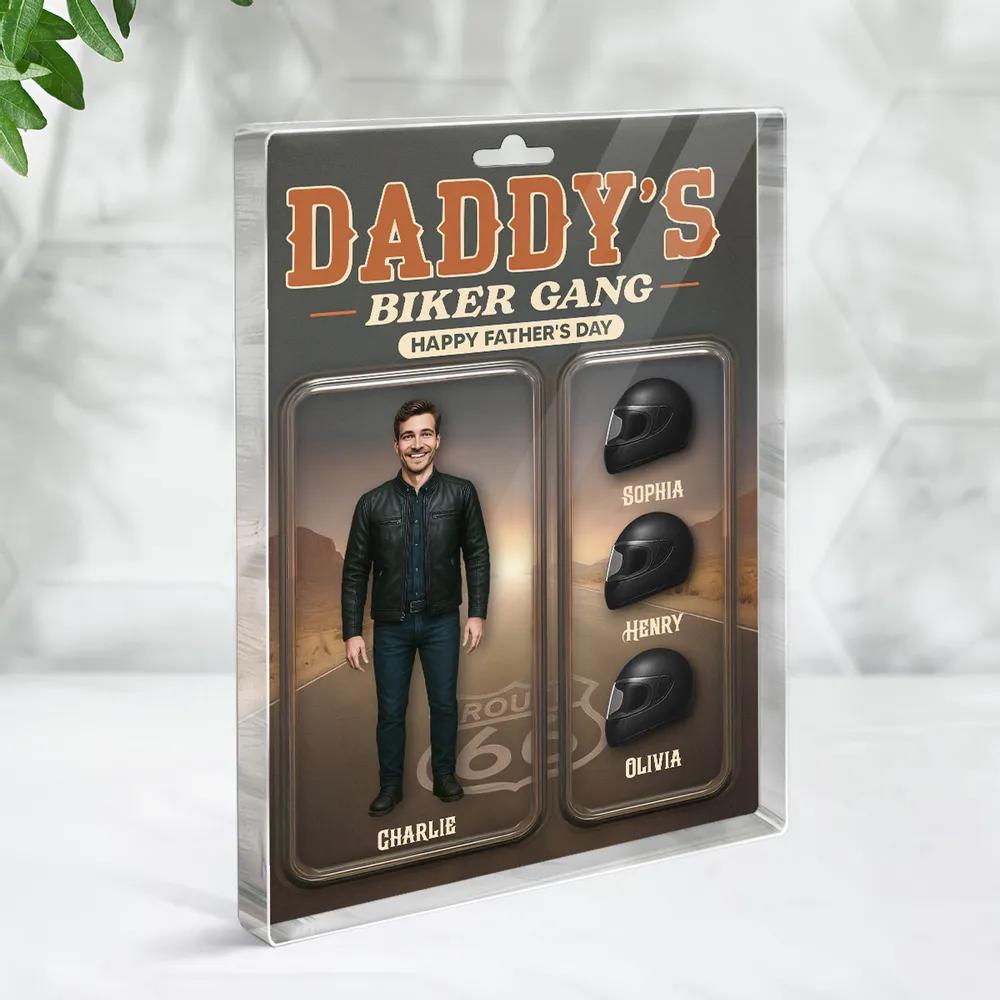 Daddy’s Biker Gang Acrylic Block, Custom Photo Gift for Motorcycle Loving Dads, A Cool & Unique Father’s Day Gift for Dad or Husband