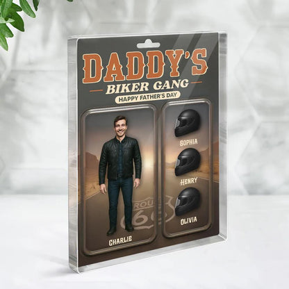 Daddy’s Biker Gang Acrylic Block, Custom Photo Gift for Motorcycle Loving Dads, A Cool & Unique Father’s Day Gift for Dad or Husband