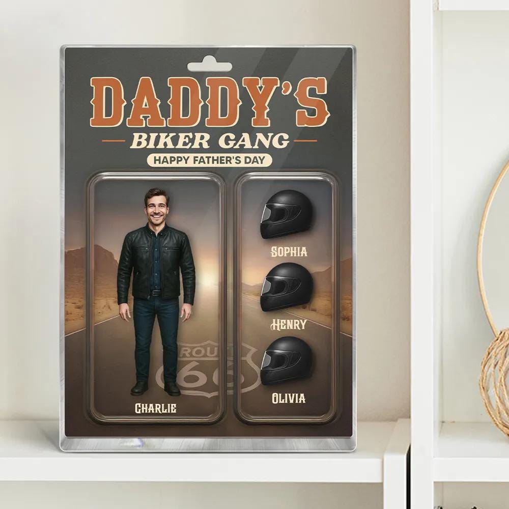 Daddy’s Biker Gang Acrylic Block, Custom Photo Gift for Motorcycle Loving Dads, A Cool & Unique Father’s Day Gift for Dad or Husband