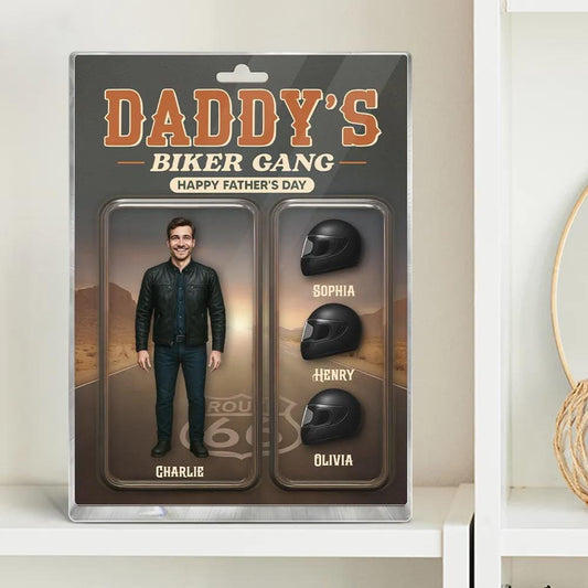 Daddy’s Biker Gang Acrylic Block, Custom Photo Gift for Motorcycle Loving Dads, A Cool & Unique Father’s Day Gift for Dad or Husband