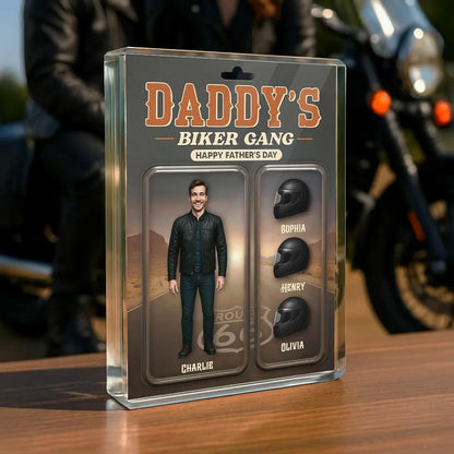 Daddy’s Biker Gang Acrylic Block, Custom Photo Gift for Motorcycle Loving Dads, A Cool & Unique Father’s Day Gift for Dad or Husband