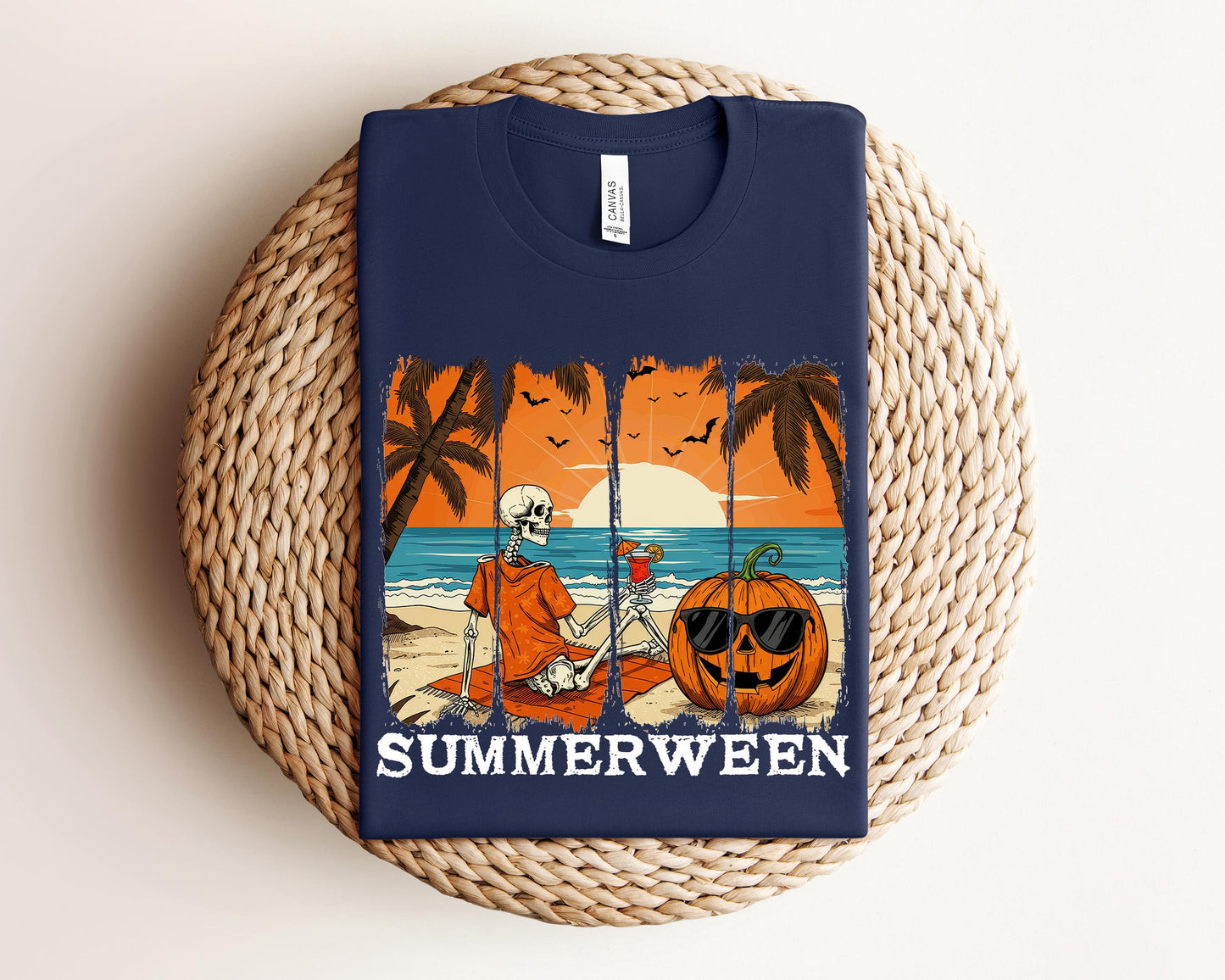 Halloween in Summer Sweatshirt,Funny Halloween Shirt, Skeleton Halloween, Skeleton Summer Halloween,Tis The Season Tee,Halloween Pumpkin Tee