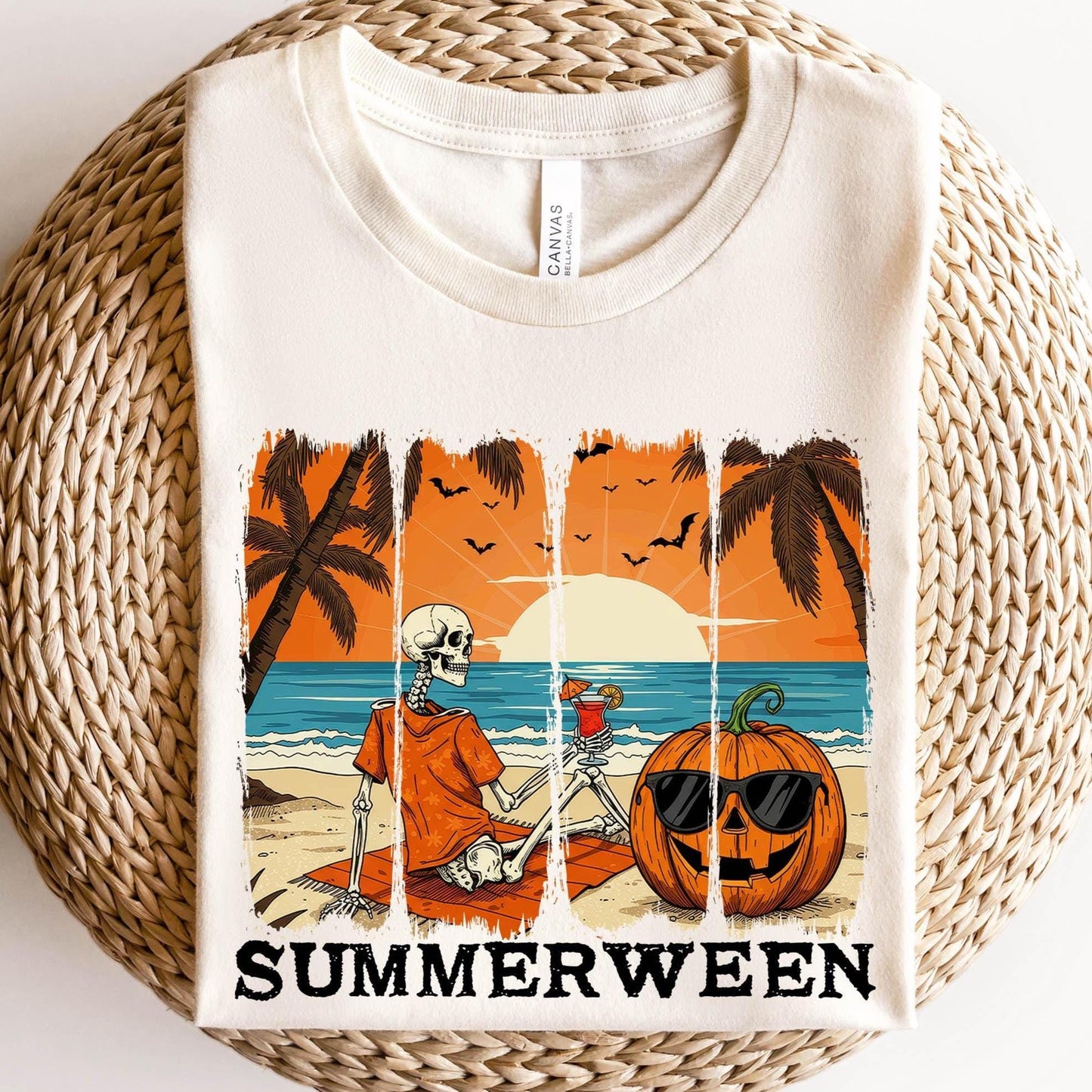 Halloween in Summer Sweatshirt,Funny Halloween Shirt, Skeleton Halloween, Skeleton Summer Halloween,Tis The Season Tee,Halloween Pumpkin Tee