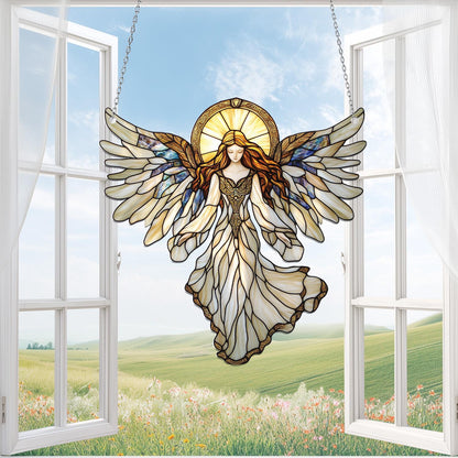 Angel with Wings Acrylic Window Hanging, Heaven Acrylic Window Hanging, Gift for Spiritual Angel Lovers, Gift for Mom, Whimsical Angel Decor