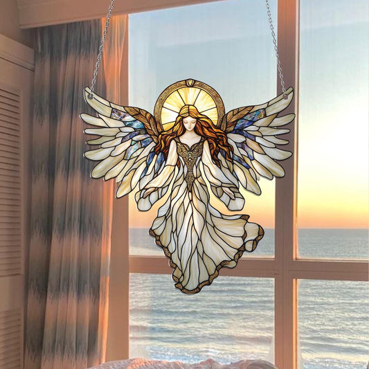 Angel with Wings Acrylic Window Hanging, Heaven Acrylic Window Hanging, Gift for Spiritual Angel Lovers, Gift for Mom, Whimsical Angel Decor