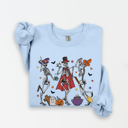 Skeleton Halloween Shirt, Pumpkin Halloween Sweatshirt, Pumpkin Shirt, Fall Sweatshirt Spooky Season TShirt, Fall Shirts for Women