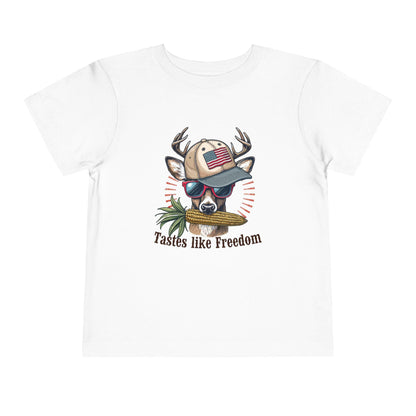Toddler "Tastes Like Freedom" Tee: Patriotic Deer Design