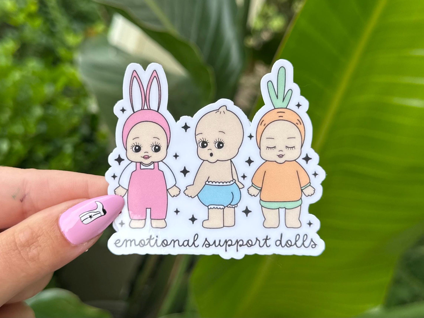 Emotional Support Dolls Waterproof Sticker, Mental Health Stickers, Handdrawn Art, Bestfriend Gifts, Positivity, Anxiety