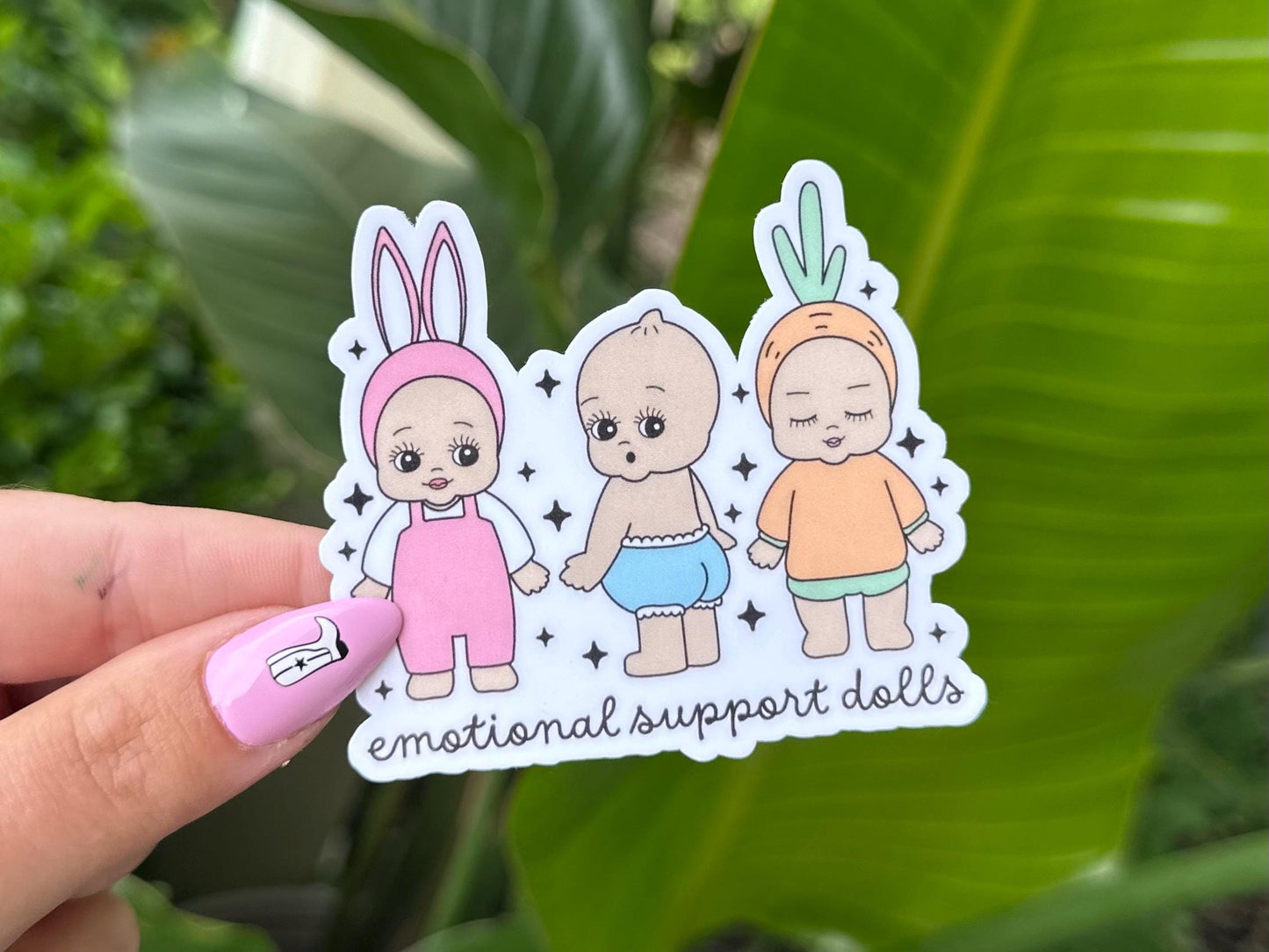 Emotional Support Dolls Waterproof Sticker, Mental Health Stickers, Handdrawn Art, Bestfriend Gifts, Positivity, Anxiety