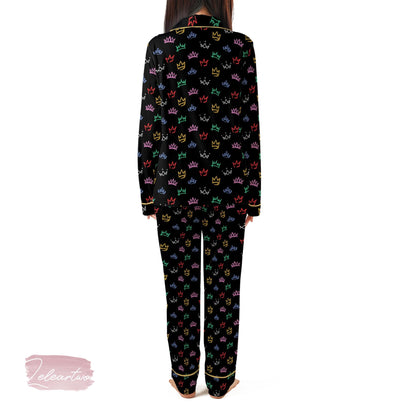 Six The Musical Broadway Set | Silky Satin Crown Print Pajama Set for Women | Queendom Sleepwear |  Theater Gift for Her