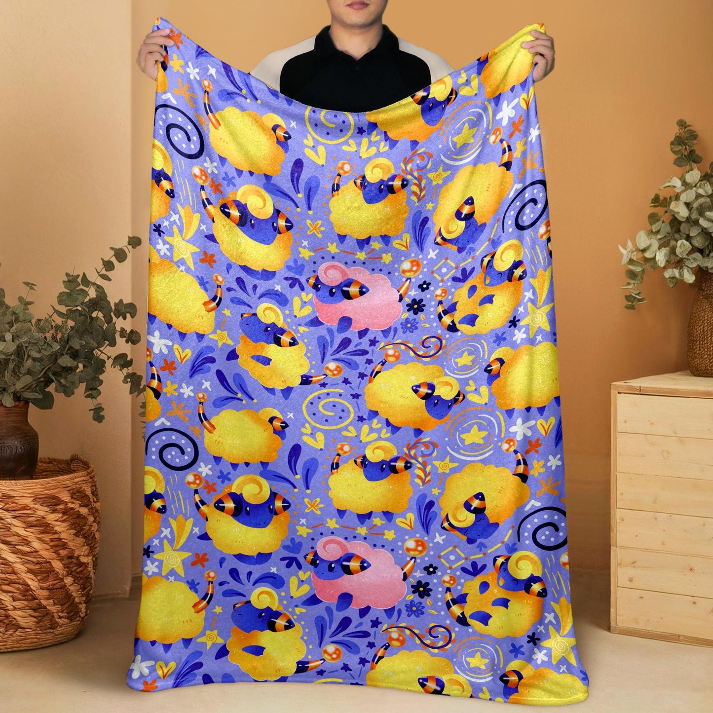 Mareep Fleece Blanket Home Decor Throw Blanket Bedroom Decor Baby Blanket Cute Cotton Blanket Mareep Blanket Gifts