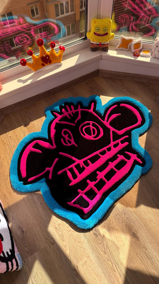 Jinx Arcane Tufted Rug – Custom 3D Puffy Rug, Handmade Cartoon Carpet, Cute Funny Room Decor, Bold Gift for Pink Lovers or Kids Room