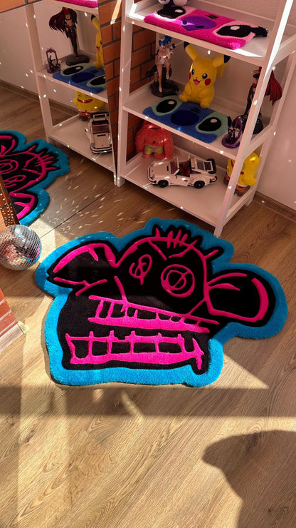 Jinx Arcane Tufted Rug – Custom 3D Puffy Rug, Handmade Cartoon Carpet, Cute Funny Room Decor, Bold Gift for Pink Lovers or Kids Room