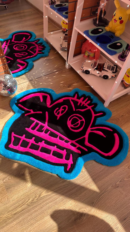 Jinx Arcane Tufted Rug – Custom 3D Puffy Rug, Handmade Cartoon Carpet, Cute Funny Room Decor, Bold Gift for Pink Lovers or Kids Room