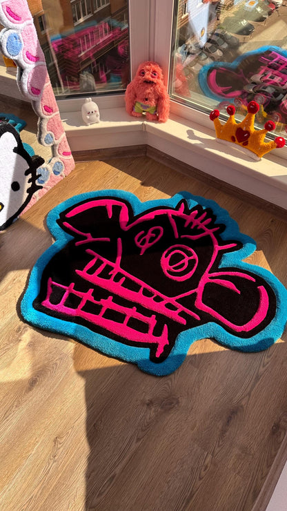 Jinx Arcane Tufted Rug – Custom 3D Puffy Rug, Handmade Cartoon Carpet, Cute Funny Room Decor, Bold Gift for Pink Lovers or Kids Room