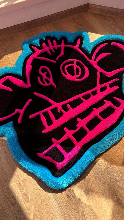 Jinx Arcane Tufted Rug – Custom 3D Puffy Rug, Handmade Cartoon Carpet, Cute Funny Room Decor, Bold Gift for Pink Lovers or Kids Room