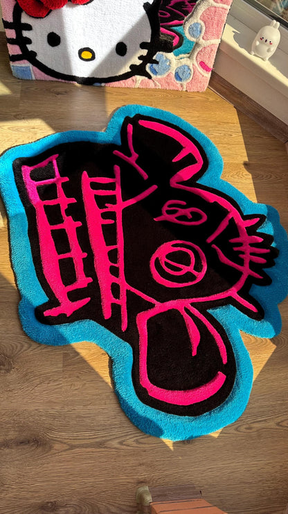 Jinx Arcane Tufted Rug – Custom 3D Puffy Rug, Handmade Cartoon Carpet, Cute Funny Room Decor, Bold Gift for Pink Lovers or Kids Room