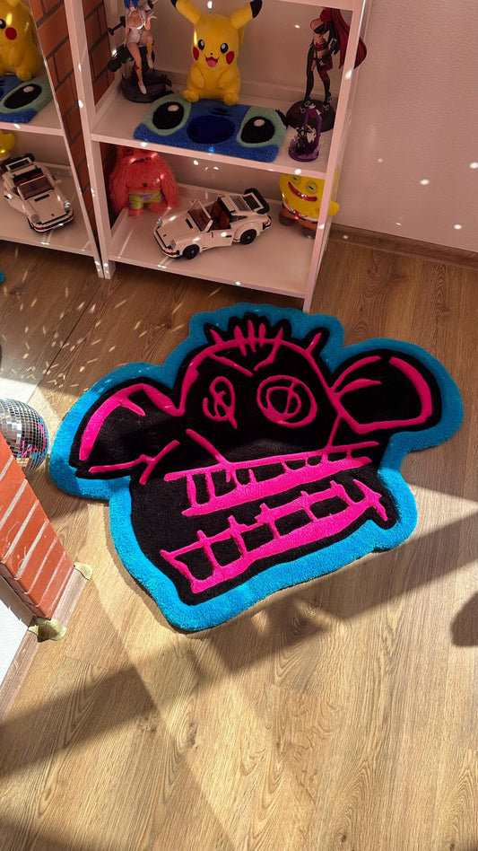 Jinx Arcane Tufted Rug – Custom 3D Puffy Rug, Handmade Cartoon Carpet, Cute Funny Room Decor, Bold Gift for Pink Lovers or Kids Room