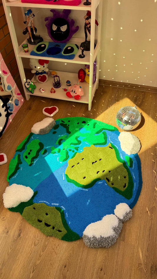ready to ship! Planet Earth Handmade Tufting Rug