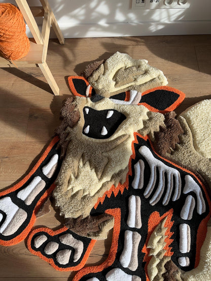 3D Skull Tufted Rug – Handmade Skeleton Rug Inspired by Pop Culture – Unique Home Decor & Gift for Gamers and Anime Fans