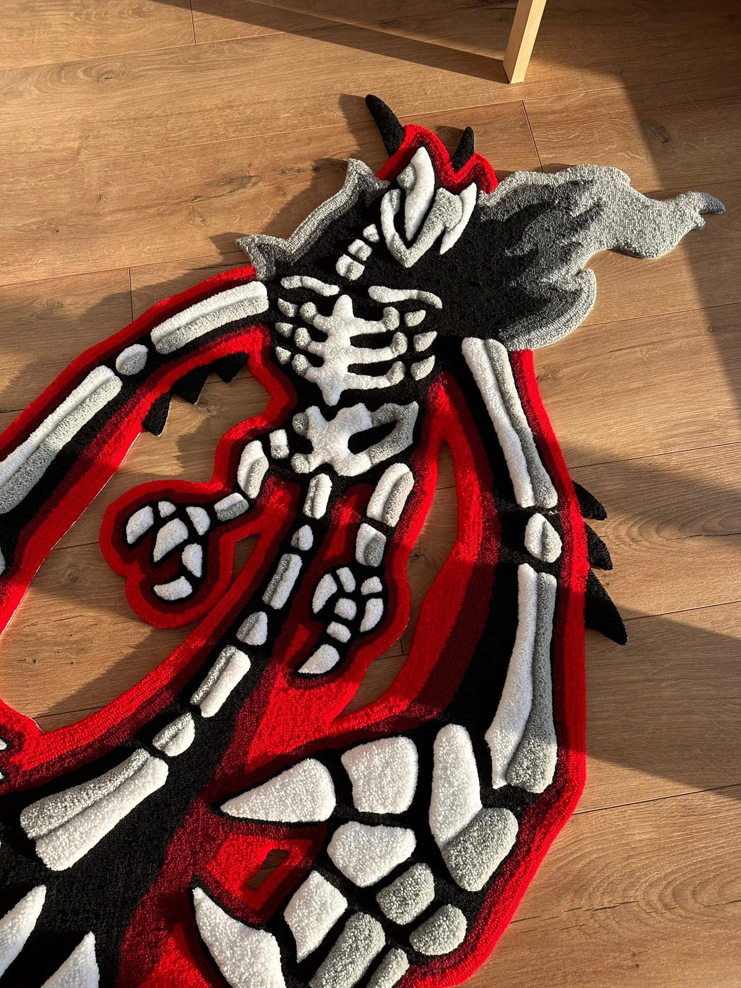 3D Skull Tufted Rug – Handmade Skeleton Rug Inspired by Pop Culture – Unique Home Decor & Gift for Gamers and Anime Fans