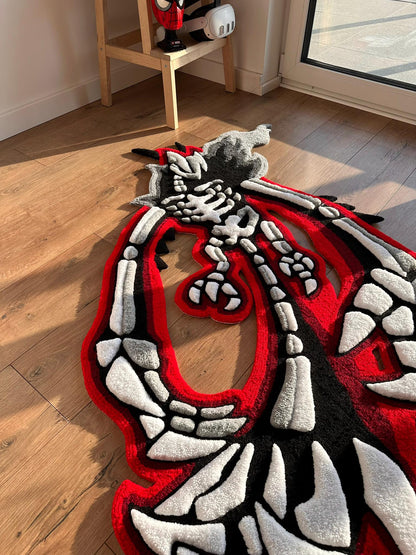3D Skull Tufted Rug – Handmade Skeleton Rug Inspired by Pop Culture – Unique Home Decor & Gift for Gamers and Anime Fans