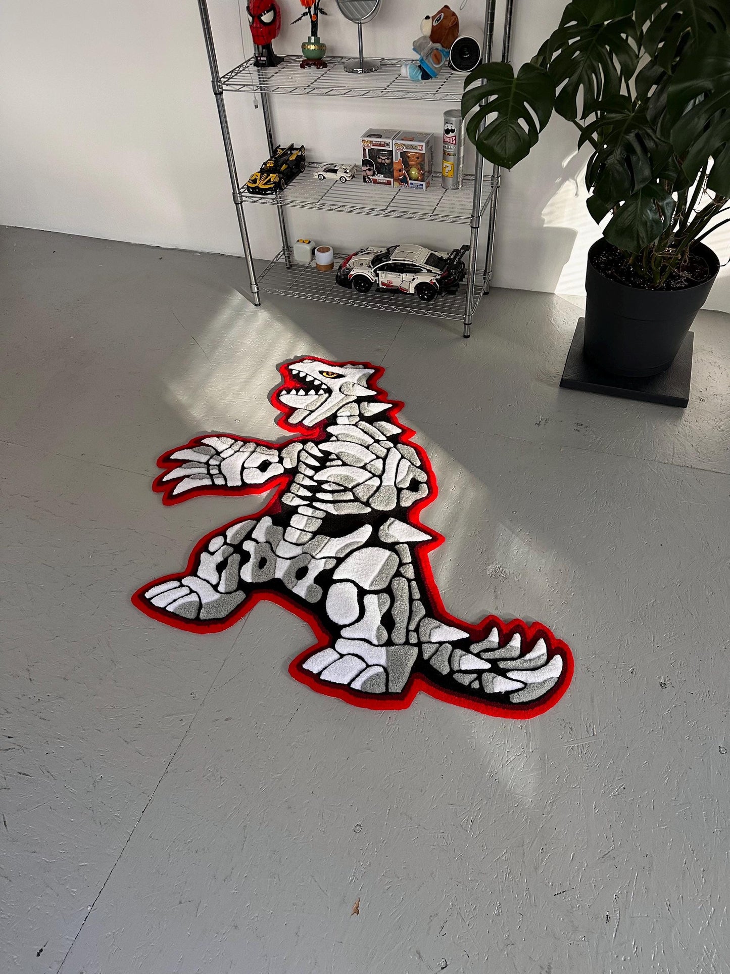 3D Skull Tufted Rug – Handmade Skeleton Rug Inspired by Pop Culture – Unique Home Decor & Gift for Gamers and Anime Fans