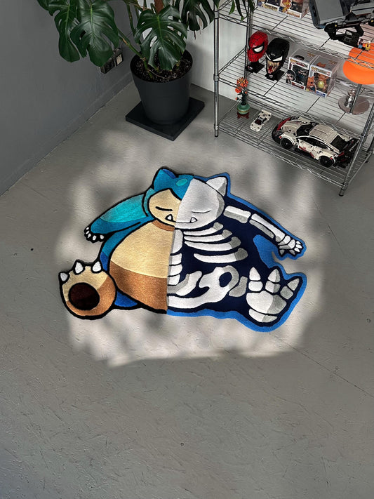 3D Skull Tufted Rug – Handmade Skeleton Rug Inspired by Pop Culture – Unique Home Decor & Gift for Gamers and Anime Fans