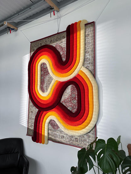 Tufted Rug Retro Wave Handmade Carpet – Colorful Custom Decor READY TO SHIP!