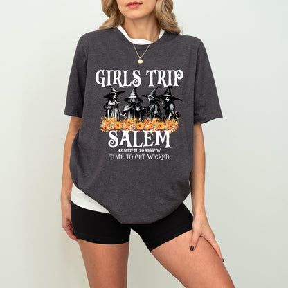 Halloween Girls Trip Shirt, Salem Witch Shirt, Time To Get Wicked Shirt, Witches Spooky Halloween Shirt, Wicked Girls Halloween Party Shirt