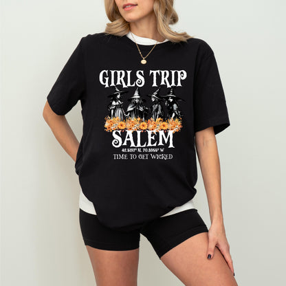 Halloween Girls Trip Shirt, Salem Witch Shirt, Time To Get Wicked Shirt, Witches Spooky Halloween Shirt, Wicked Girls Halloween Party Shirt