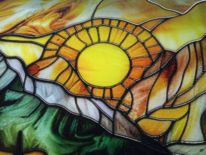 Mountain Range: Stained Glass Style Window Hanging