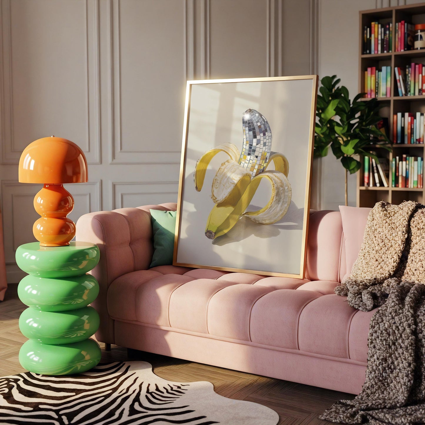 Disco Ball Banana Print: Retro Y2K Kitchen Wall Art