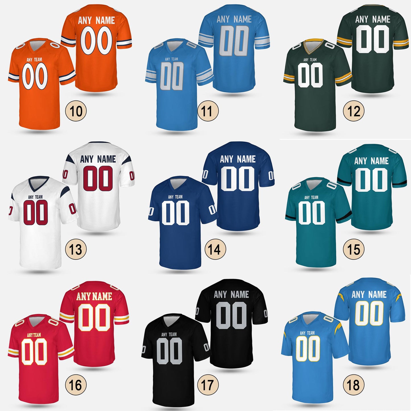 Custom Football Jersey – Personalized Jersey with Name & Number | Pick Your City Colors | Game Day Tailgate Unisex Shirt for Men Women Fans