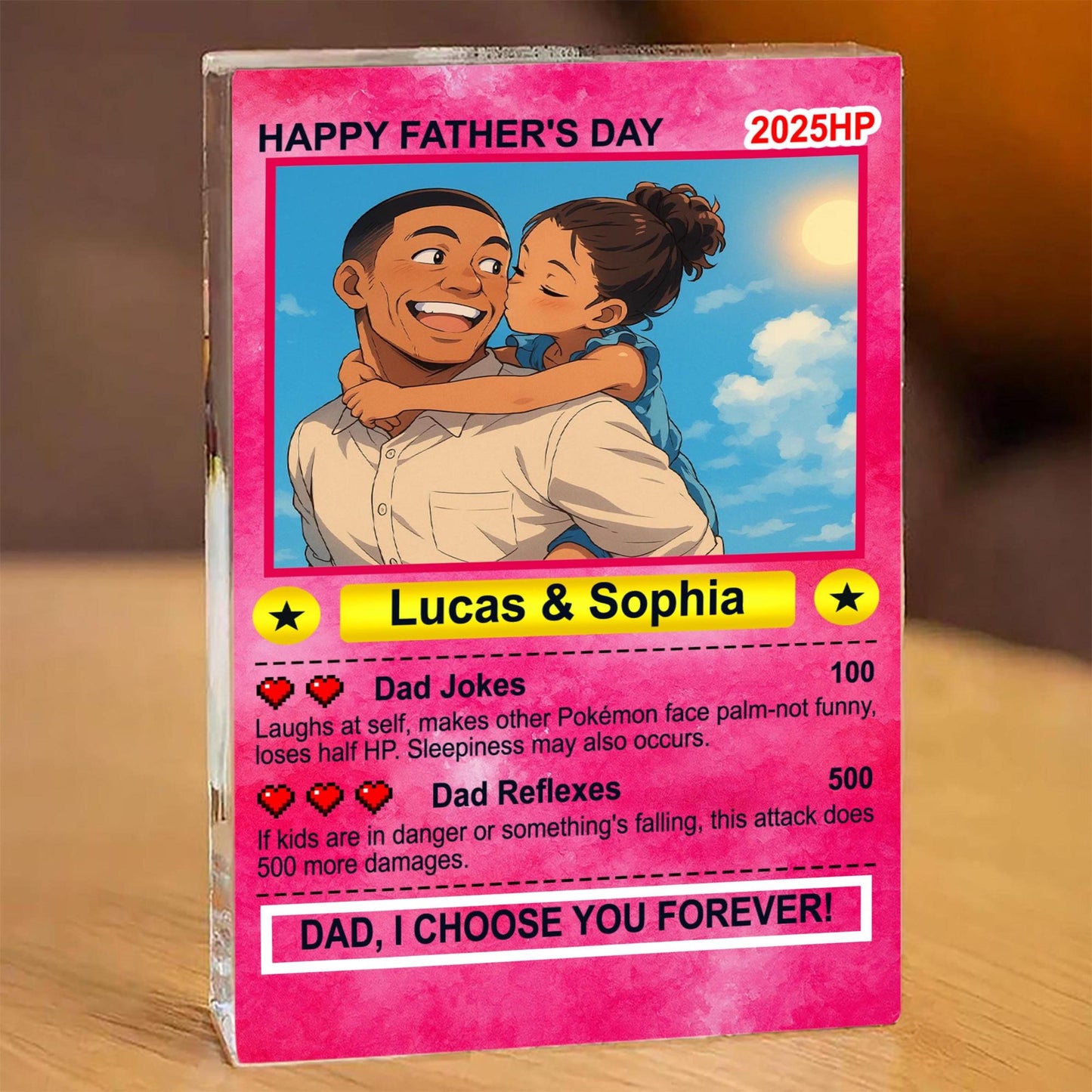 Personalized Anime Acrylic Block For Dad, Father's Day 2025 Gift, Custom Trading Card Style Photo Gift From Kids Or Wife, Gifts For Father