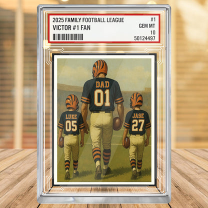 Personalized Family Football Acrylic Block, Custom Sports Card Gift for Dad with Kids' Names, Display Keepsake, Cincinnati Football Fans