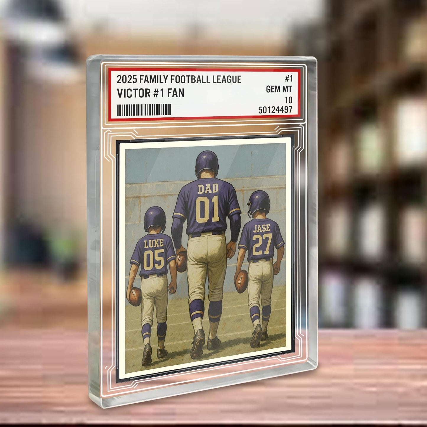 Custom Baltimore Football Acrylic Block Gift for Daddy, Personalized Sports Trading Card with Kids' Names, Dad Sports, Baltimore Team Plaque