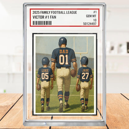 Custom Chicago Football Acrylic Block Gift for Daddy, Personalized Sports Trading Card with Kids' Names, Dad Sports, Chicago Team Plaque