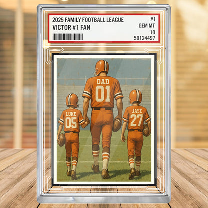 Custom Cleveland Football Acrylic Block Gift for Daddy, Personalized Sports Trading Card with Kids' Names, Dad Sports, Cleveland Team Plaque